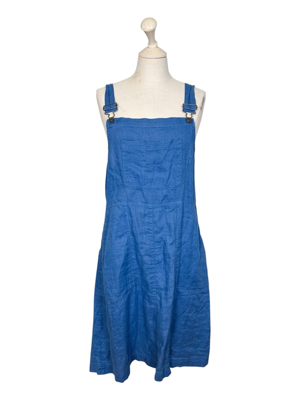 Gudrun Sjoden Blue Linen Pinafore Overall Dress
